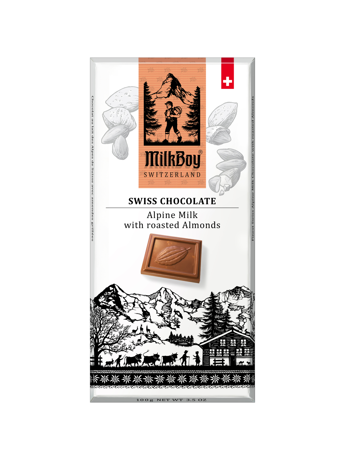 Buy Milkboy Swiss Chocolate Alpine Milk with Roasted Almonds Buy Milkboy Swiss Chocolate Alpine Milk with Roasted Almonds
