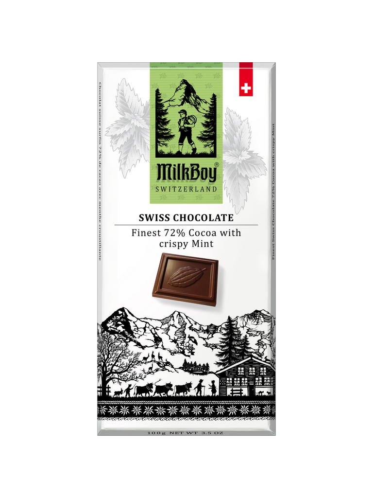 Milkboy Swiss 72% Dark Chocolate with crispy Mint